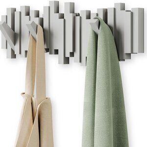 New Wall-Mounted Coat Rack Rail Hook with 5 Retractable Pegs – Modern, Space-Sav